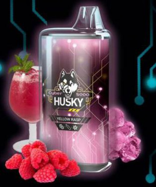 Электронная сигарета Husky Airmax - Yellow rasp (Малиновый лимонад, лед), 8000 затяжек