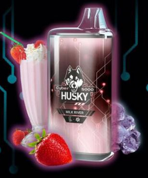 Электронная сигарета Husky Airmax - Milk river (Молочный коктейль, клубника, лед), 8000 затяжек