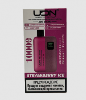 Электронная сигарета UDN Aio - Strawberry Ice, 10000 затяжек