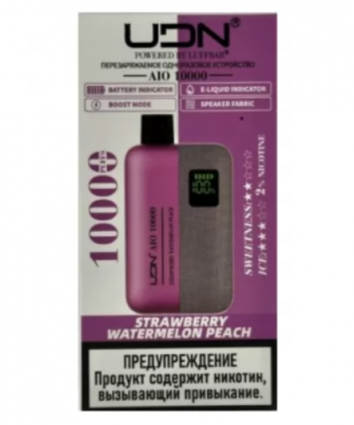 Электронная сигарета UDN Aio -  Strawberry Watermelon Peach, 10000 затяжек