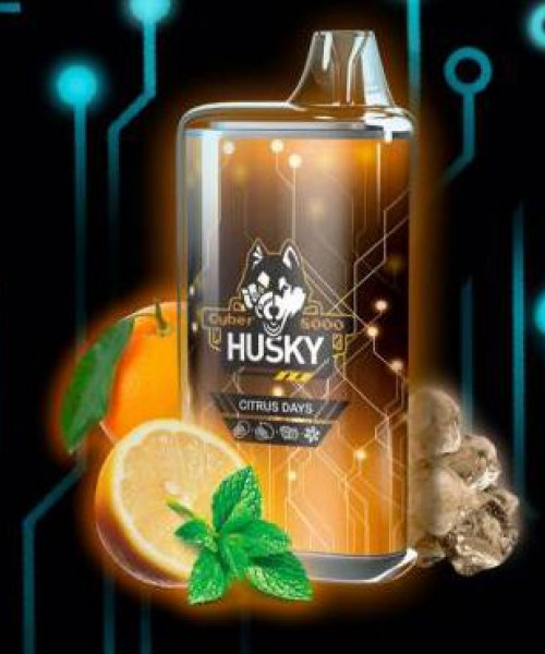 Электронная сигарета Husky Airmax - Citrus days (Апельсин, лимон, мята, лед), 8000 затяжек