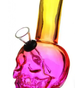 Бонг стеклянный Colour Skull - Желто-розовый, 15 см
