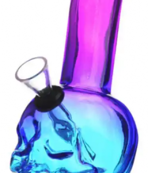 Бонг стеклянный Colour Skull - Фиолетово-синий, 15 см