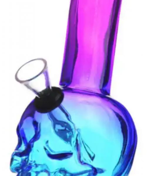 Бонг стеклянный Colour Skull - Фиолетово-синий, 15 см