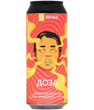 Пивной напиток 4Brewers - Доза (Ананас, Личи, Гуава), 0.5л, 6.0%