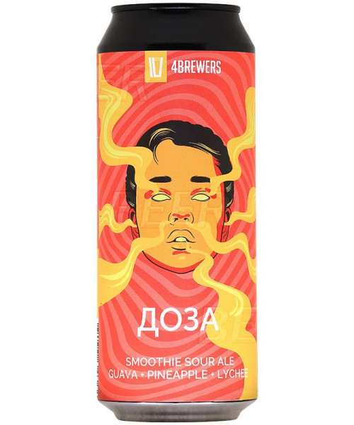 Пивной напиток 4Brewers - Доза (Ананас, Личи, Гуава), 0.5л, 6.0%