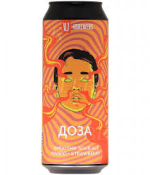 Пивной напиток 4Brewers (М) - Доза (Манго, Клубника), 0.45л, 6.0%