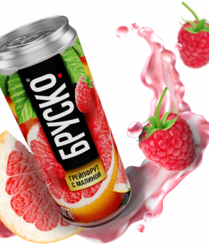 Лимонад BRUSKO - Грейпфрут с малиной, 0.33 л