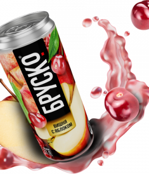 Лимонад BRUSKO - Вишня с яблоком, 0.33 л