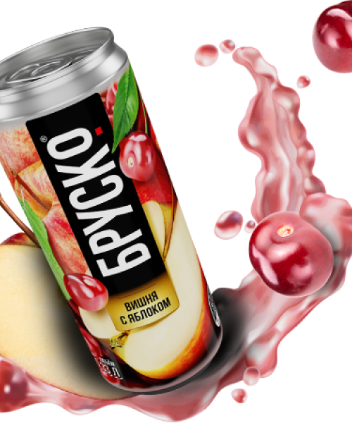 Лимонад BRUSKO - Вишня с яблоком, 0.33 л