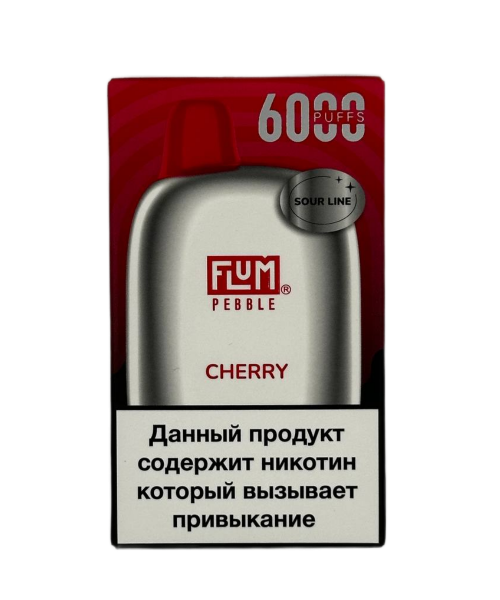 Электронная сигарета Flum Pebble - Sour Cherry (Кислая Вишня), 6000 затяжек