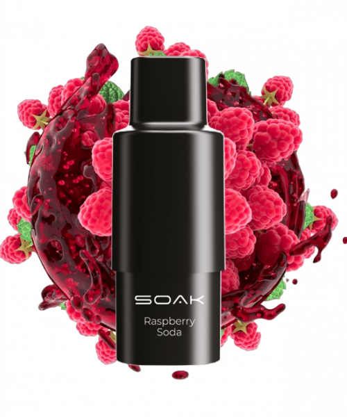 Картридж SOAK Q - Raspberry Soda (Малиновая Газировка), 1500 затяжек