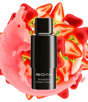 Картридж SOAK Q - Strawberry Cream Dream (Клубничный милкшейк), 1500 затяжек