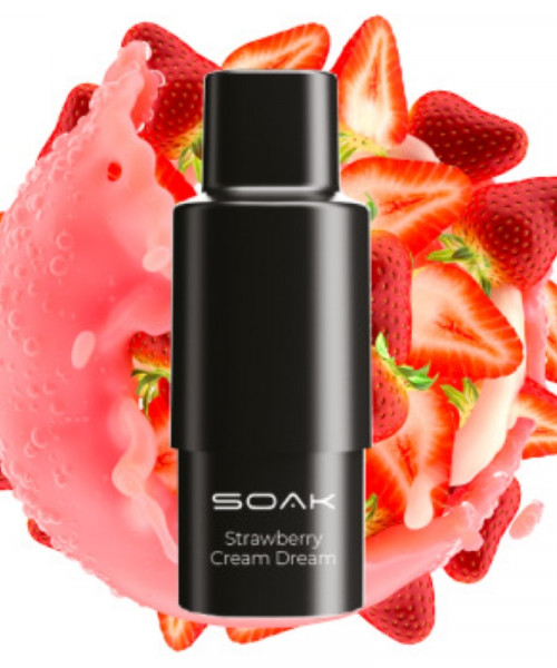 Картридж SOAK Q - Strawberry Cream Dream (Клубничный милкшейк), 1500 затяжек