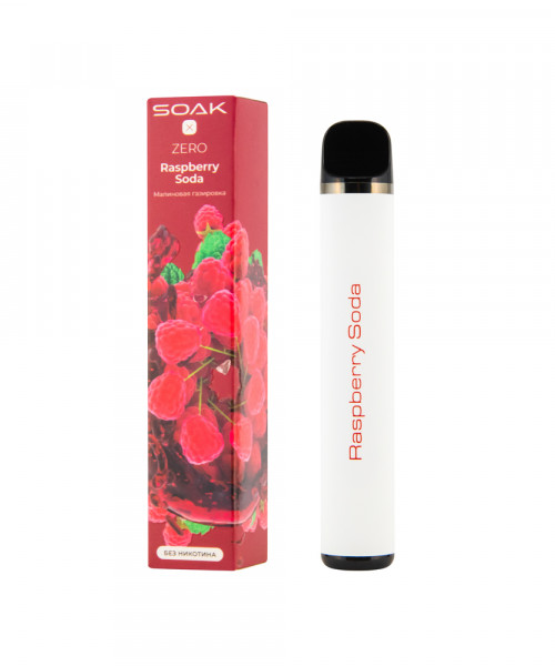 Электронная сигарета Soak X Zero - Raspberry Soda (Малиновая Газировка), 1500 затяжек